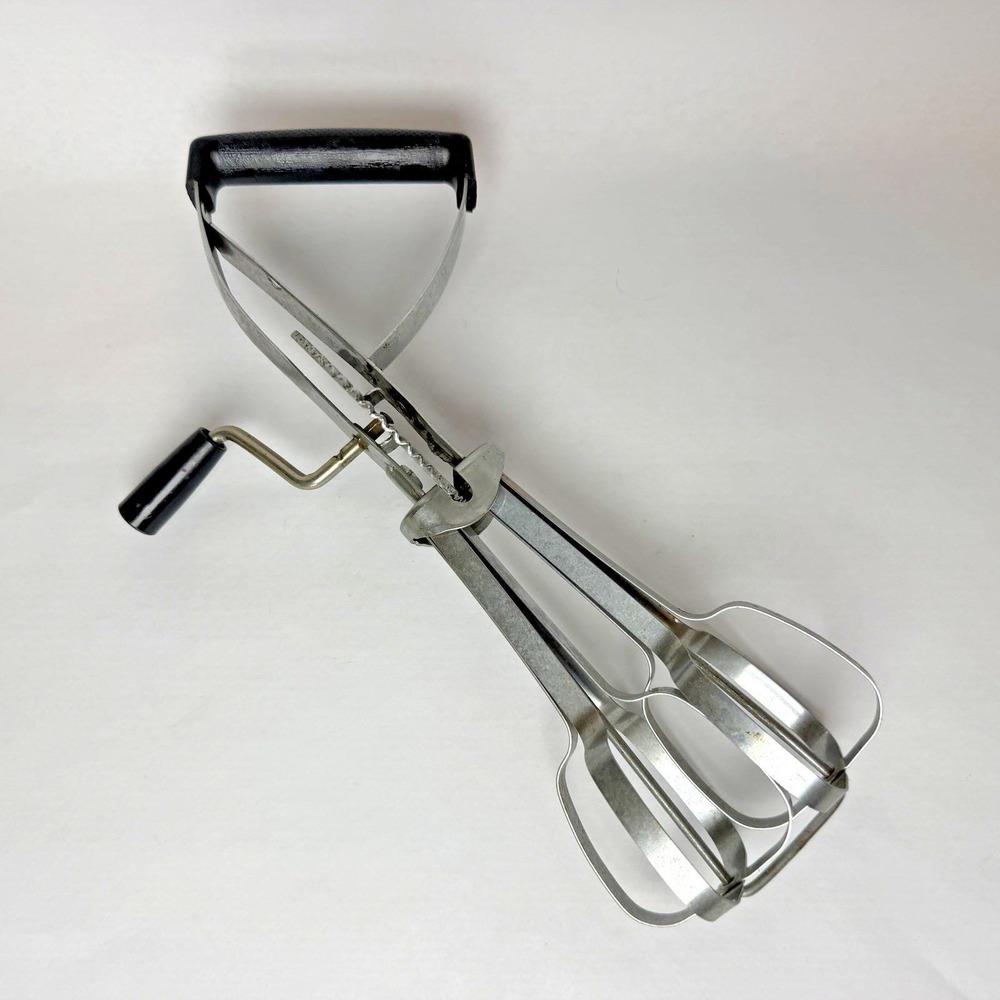 Vintage Ekco Heavy Duty Stainless Steel Hand Crank Mixer Egg Beater USA Made